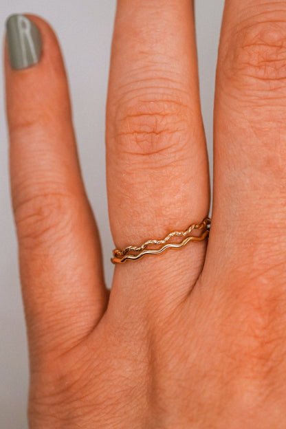Twist Squiggle Ring Set of 2, 14K Gold Fill
