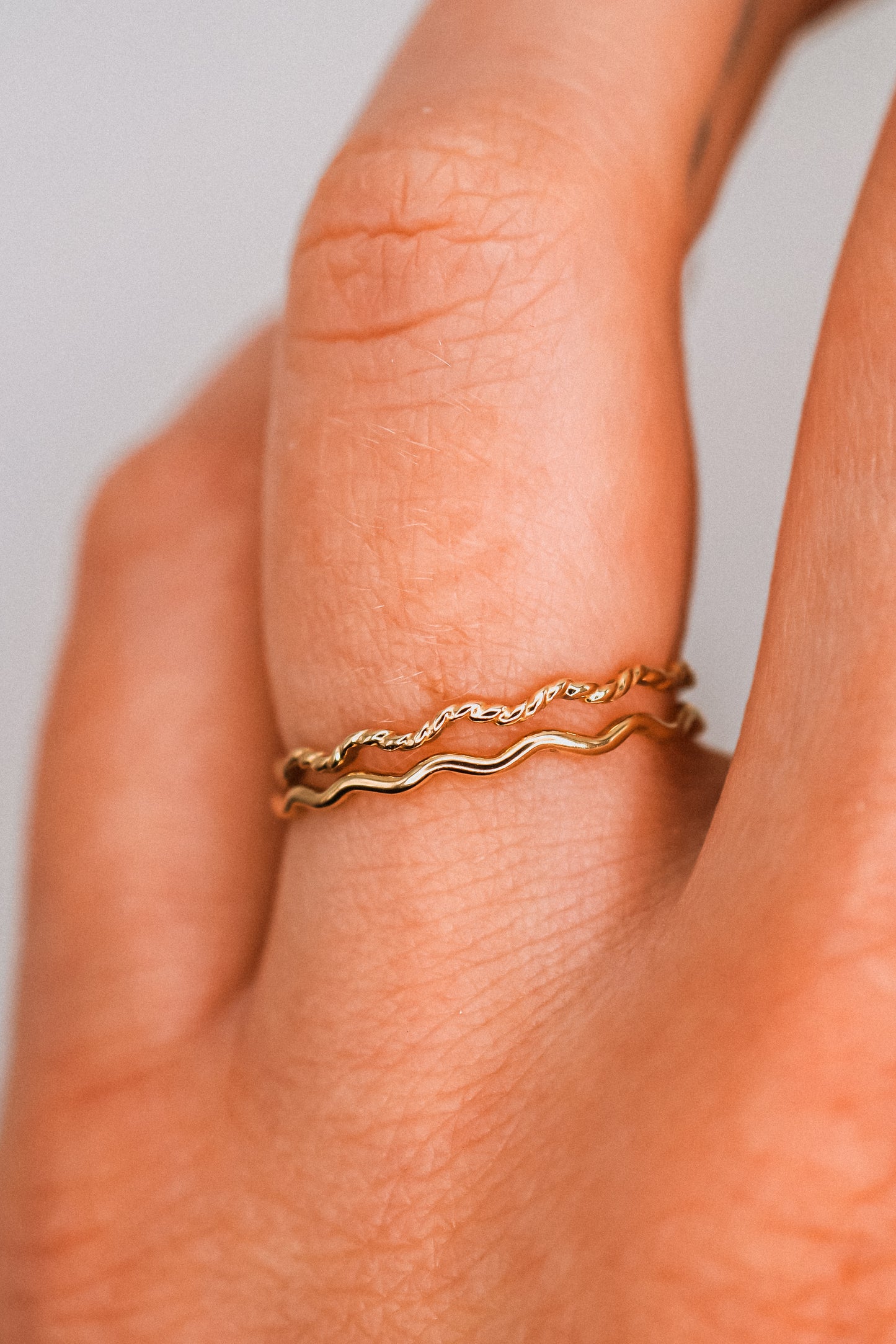 Twist Squiggle Ring Set of 2, 14K Gold Fill