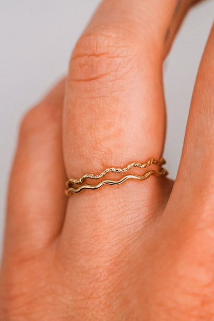 Twist Squiggle Ring Set of 2, 14K Gold Fill