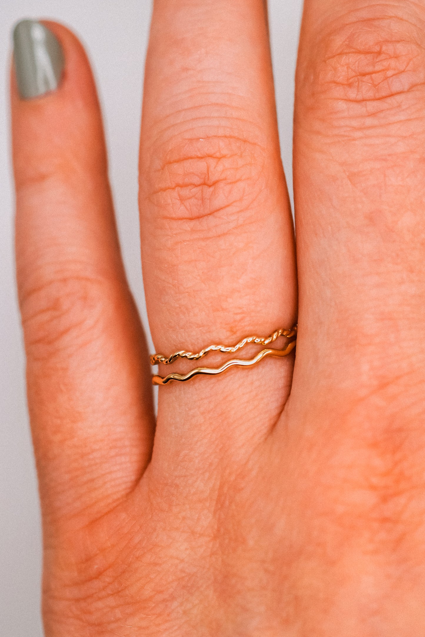 Twist Squiggle Ring Set of 2, 14K Gold Fill