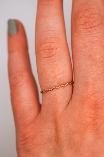 Twist Squiggle Ring, Solid 14K Rose Gold