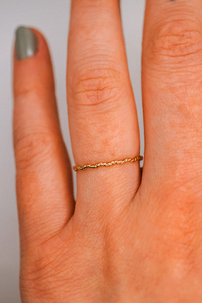 Twist Squiggle Ring, Solid 14K Gold