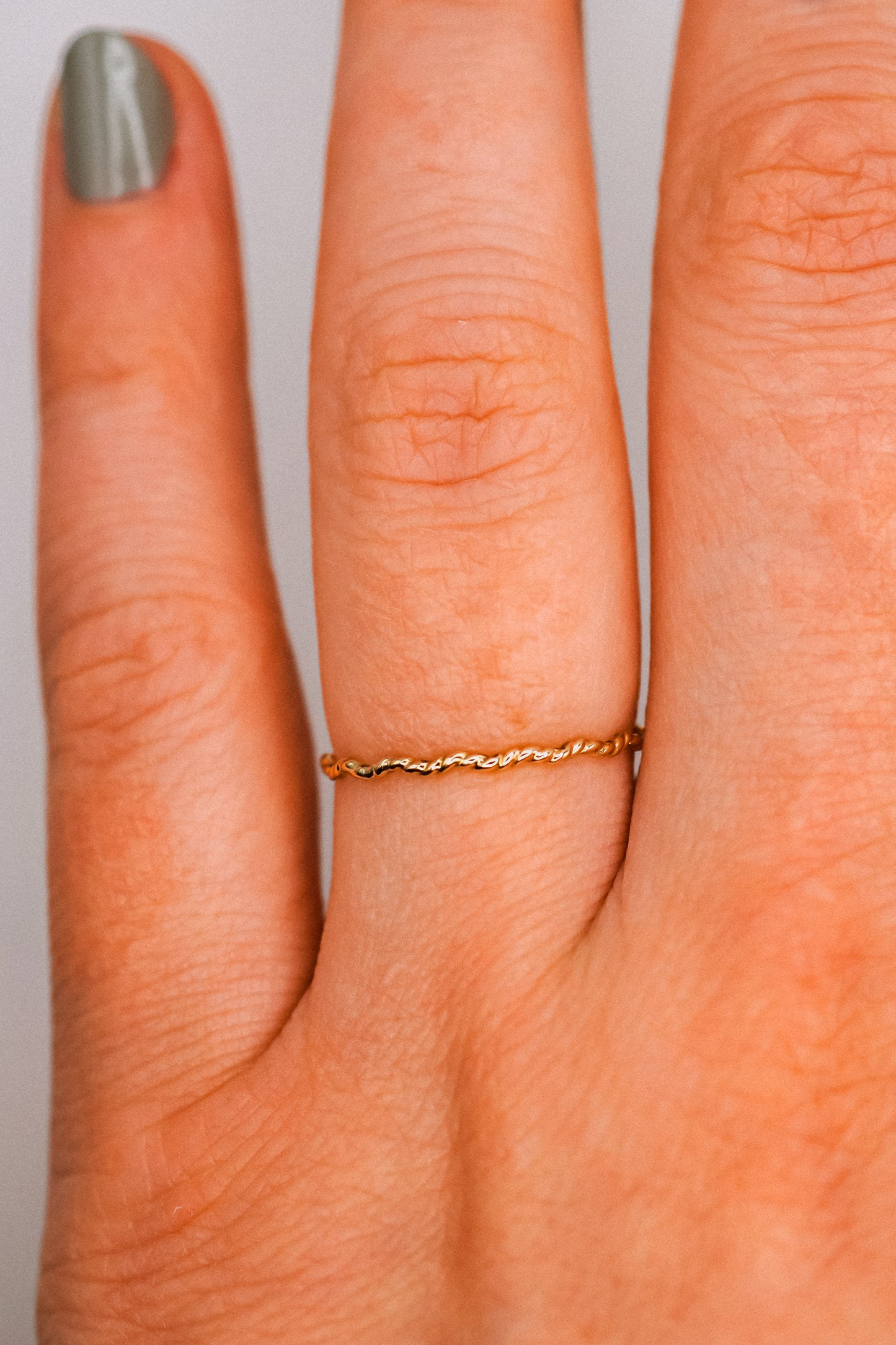 Twist Squiggle Ring, Solid 14K Gold
