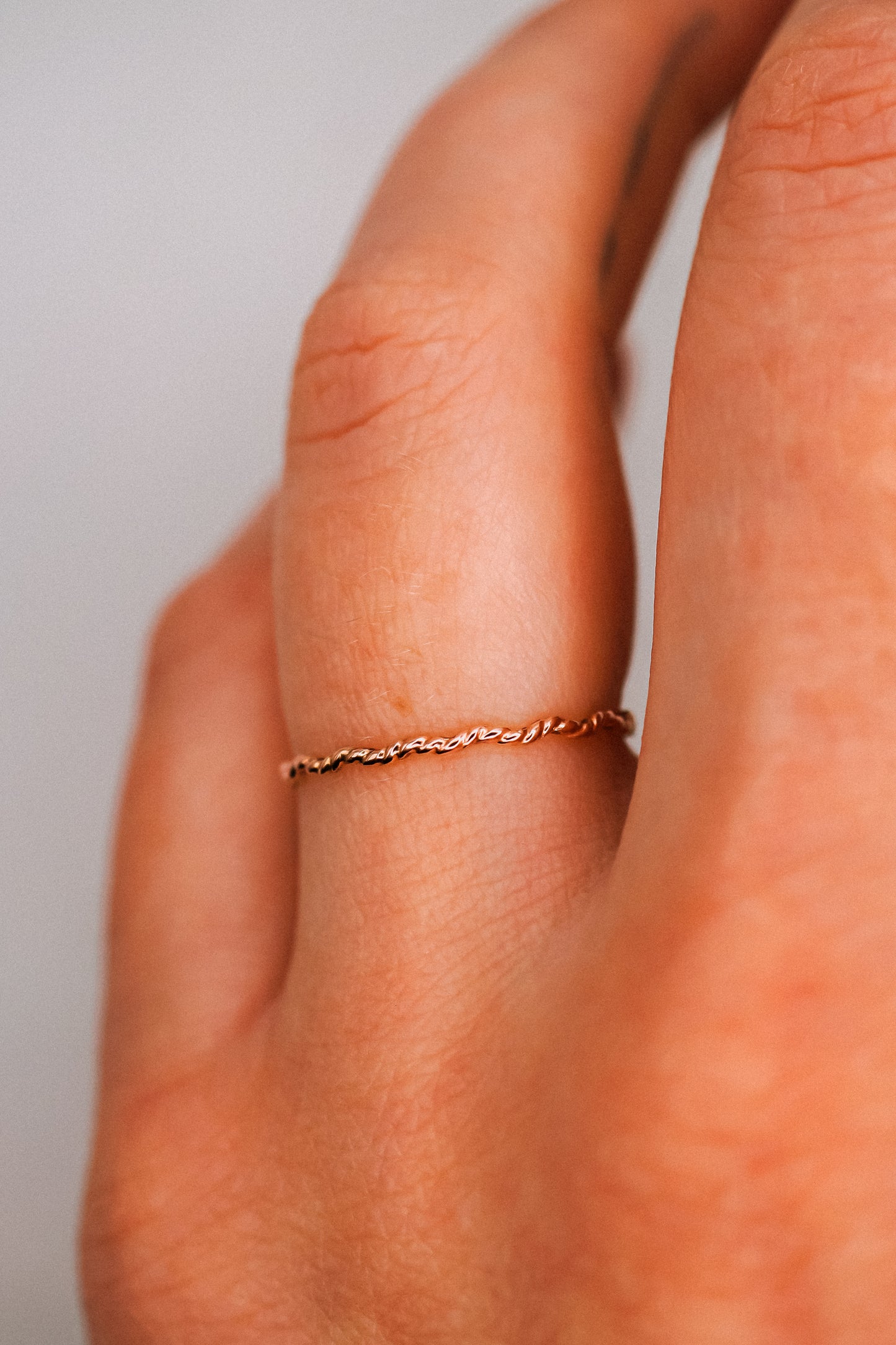 Twist Squiggle Ring, Solid 14K Rose Gold