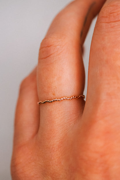 Twist Squiggle Ring, Solid 14K Rose Gold