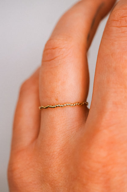 Twist Squiggle Ring, Solid 14K Gold