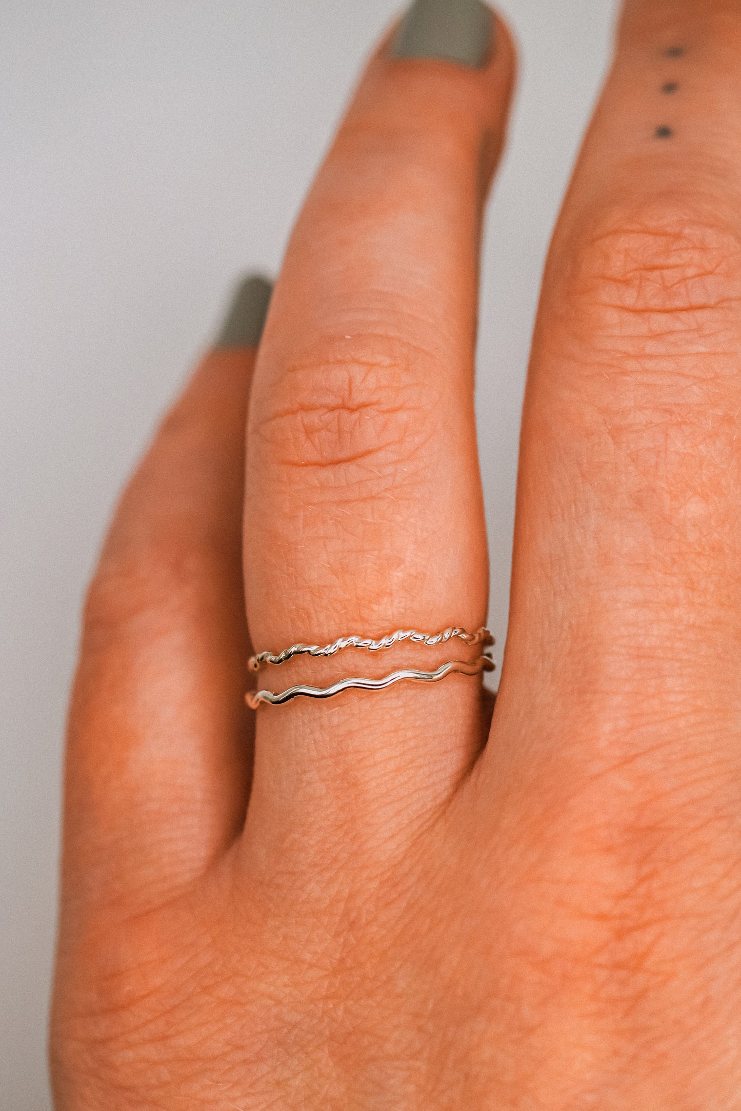 Twist Squiggle Ring Set of 2, Sterling Silver