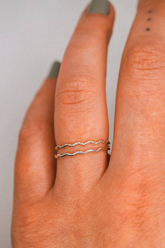 Twist Squiggle Ring Set of 2, Sterling Silver