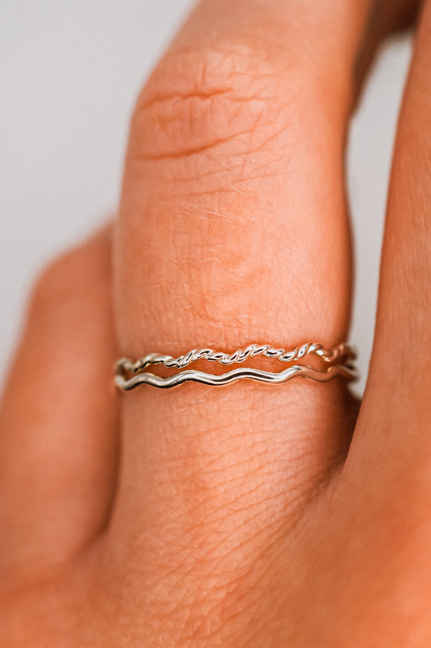 Twist Squiggle Ring Set of 2, Sterling Silver
