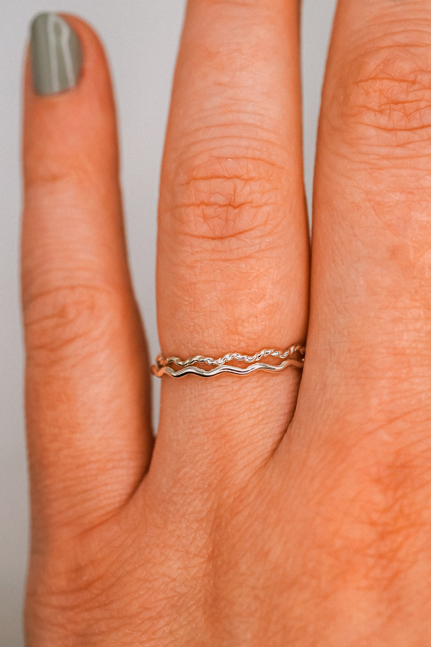 Twist Squiggle Ring Set of 2, Sterling Silver
