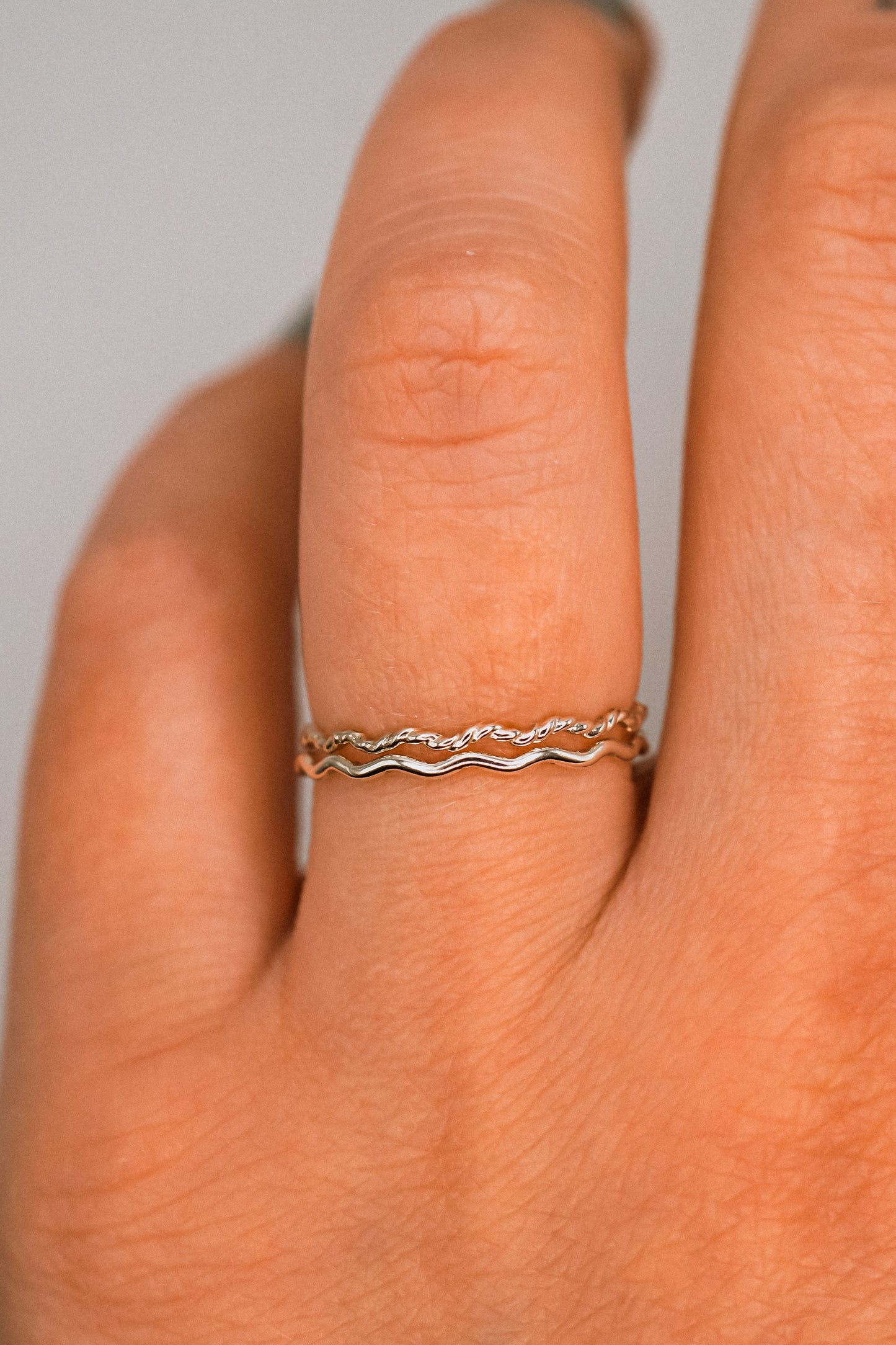 Twist Squiggle Ring Set of 2, Sterling Silver