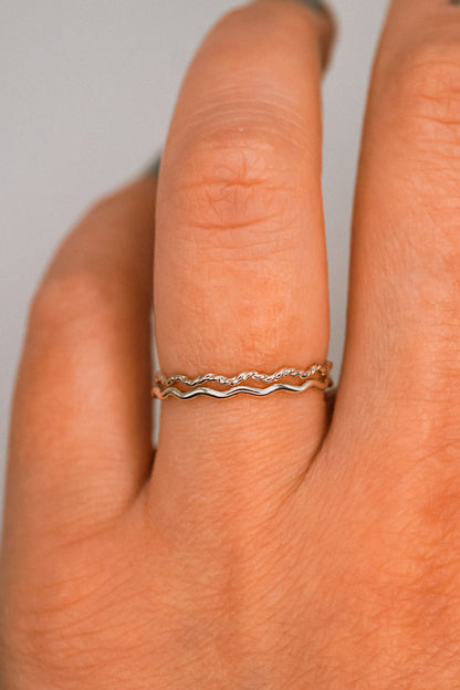 Twist Squiggle Ring Set of 2, Sterling Silver