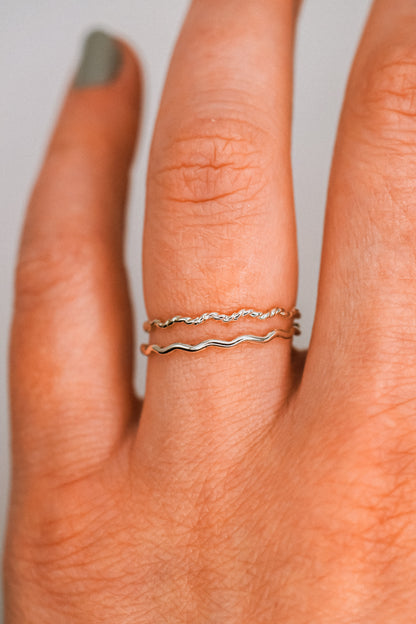 Twist Squiggle Ring Set of 2, Sterling Silver