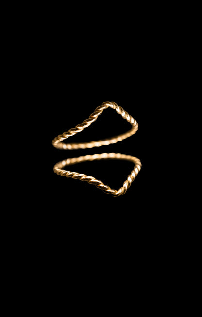 Twist Teardrop Set of 2 Stacking Rings in Gold, Rose Gold or Silver