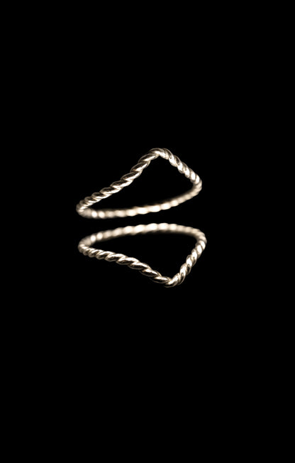 Twist Teardrop Set of 2 Stacking Rings in Gold, Rose Gold or Silver