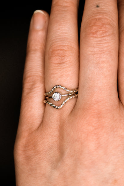 Twist Teardrop Set of 2 Stacking Rings in Gold, Rose Gold or Silver