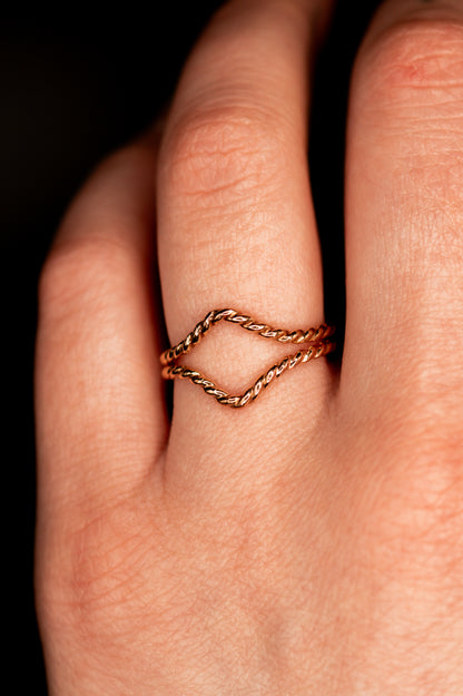 Twist Teardrop Set of 2 Stacking Rings in Gold, Rose Gold or Silver