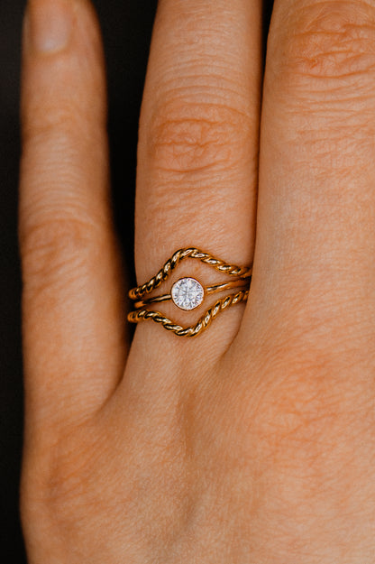 Twist Teardrop Set of 2 Stacking Rings in Gold, Rose Gold or Silver