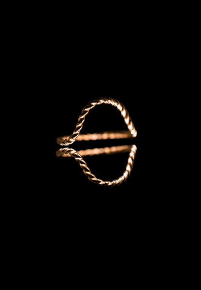 Twist Arc Set of 2 Stacking Rings in Gold, Rose Gold or Silver