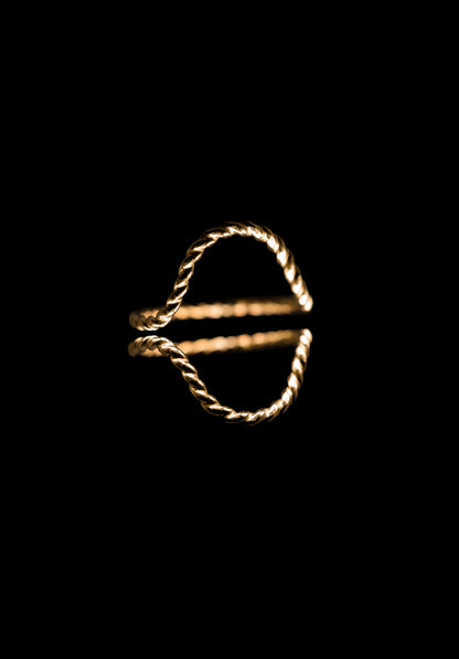 Twist Arc Set of 2 Stacking Rings in Gold, Rose Gold or Silver