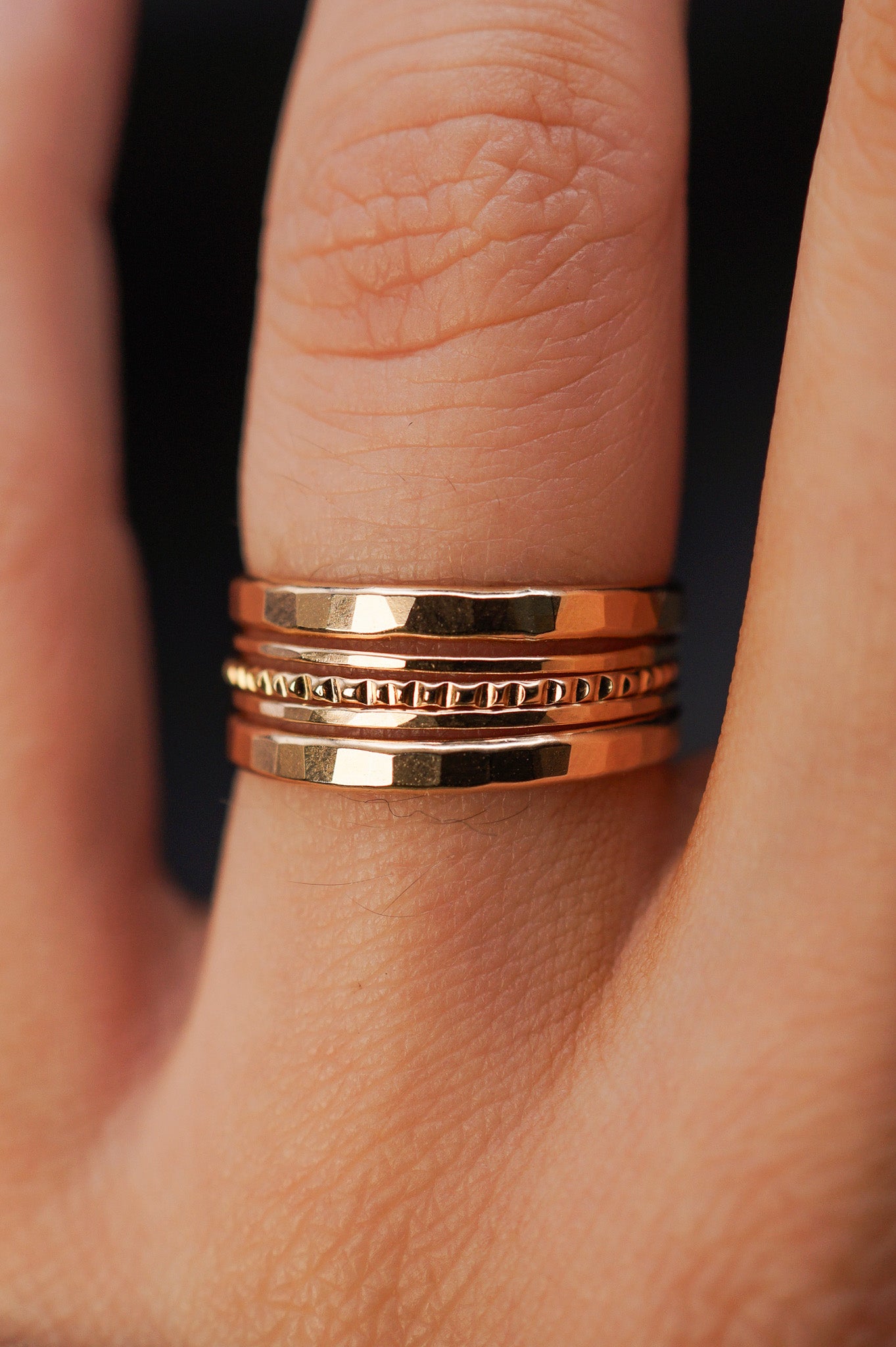 The Ultimate Lined Set of 5 Stacking Rings, Gold Fill, Rose Gold Fill ...