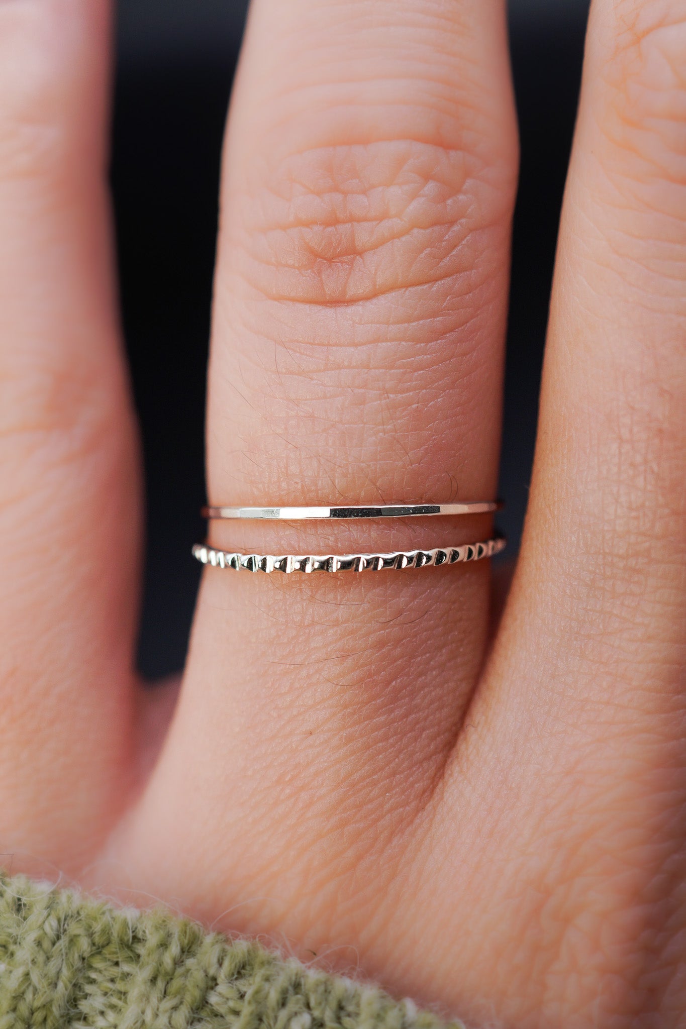 Thin Lined Set Of 2 Stacking Rings, Gold Fill, Rose Gold Fill or Sterling Silver