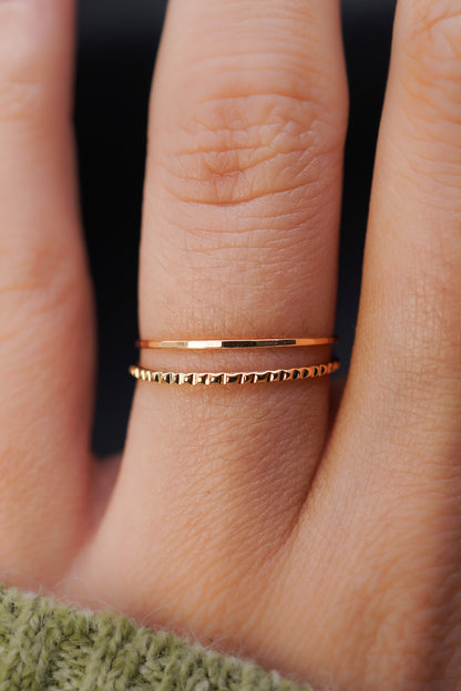 Thin Lined Set Of 2 Stacking Rings, Gold Fill, Rose Gold Fill or Sterling Silver