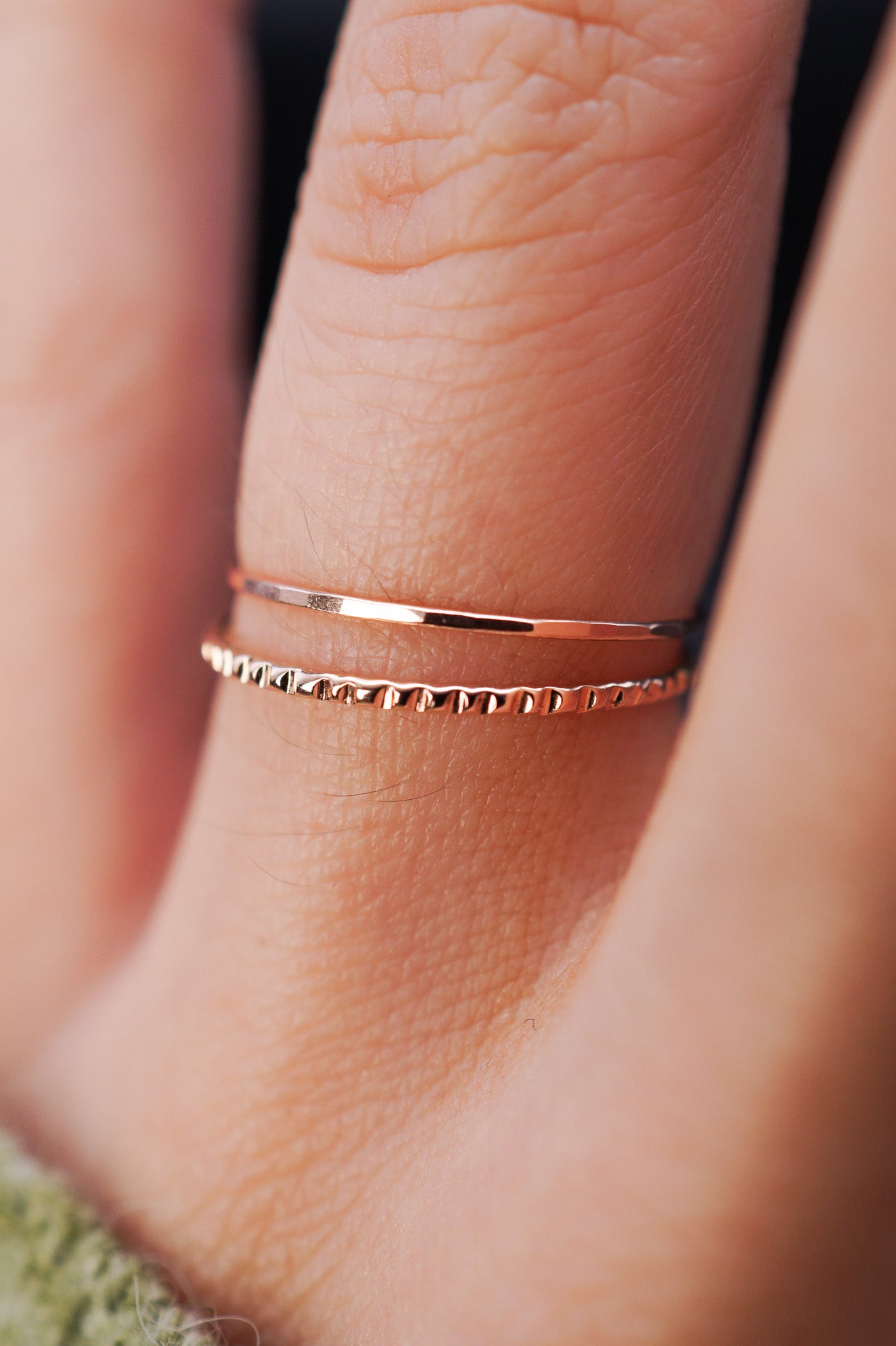 Thin Lined Set Of 2 Stacking Rings, Gold Fill, Rose Gold Fill or Sterling Silver