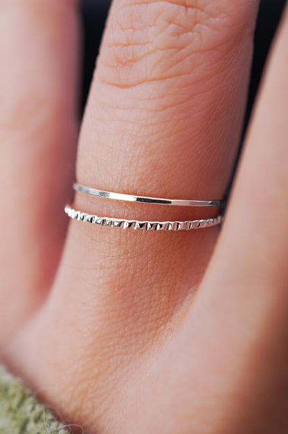 Thin Lined Set Of 2 Stacking Rings, Gold Fill, Rose Gold Fill or Sterling Silver