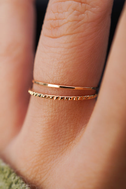 Thin Lined Set Of 2 Stacking Rings, Gold Fill, Rose Gold Fill or Sterling Silver