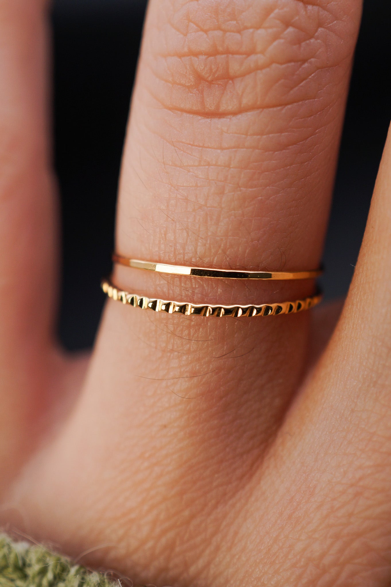 Thin Lined Set Of 2 Stacking Rings, Gold Fill, Rose Gold Fill or Sterling Silver