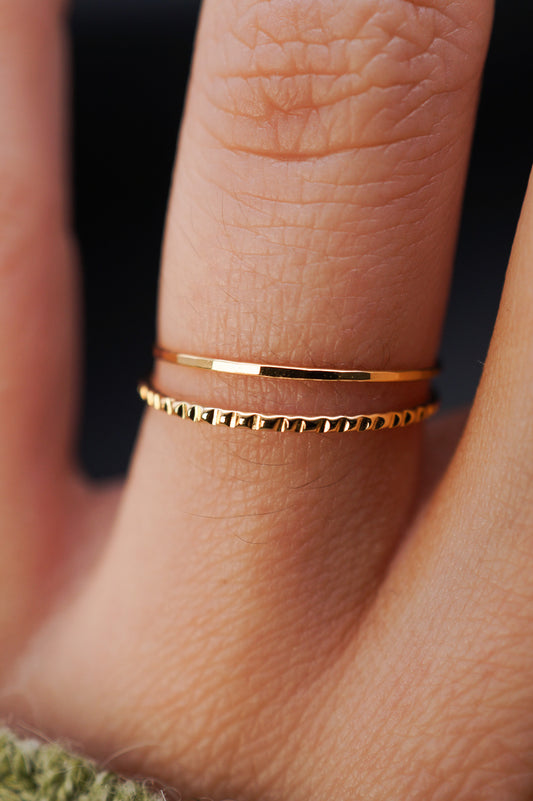 Thin Lined Set Of 2 Stacking Rings, Gold Fill, Rose Gold Fill or Sterling Silver
