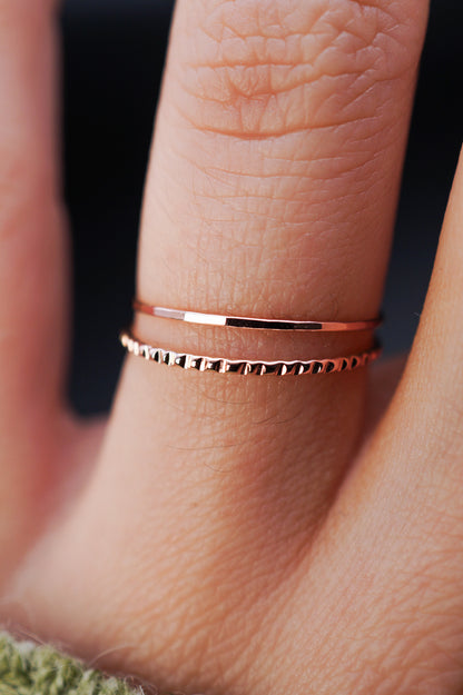 Thin Lined Set Of 2 Stacking Rings, Gold Fill, Rose Gold Fill or Sterling Silver