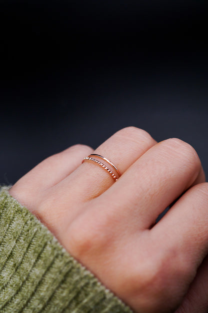 Thin Lined Set Of 2 Stacking Rings, Gold Fill, Rose Gold Fill or Sterling Silver