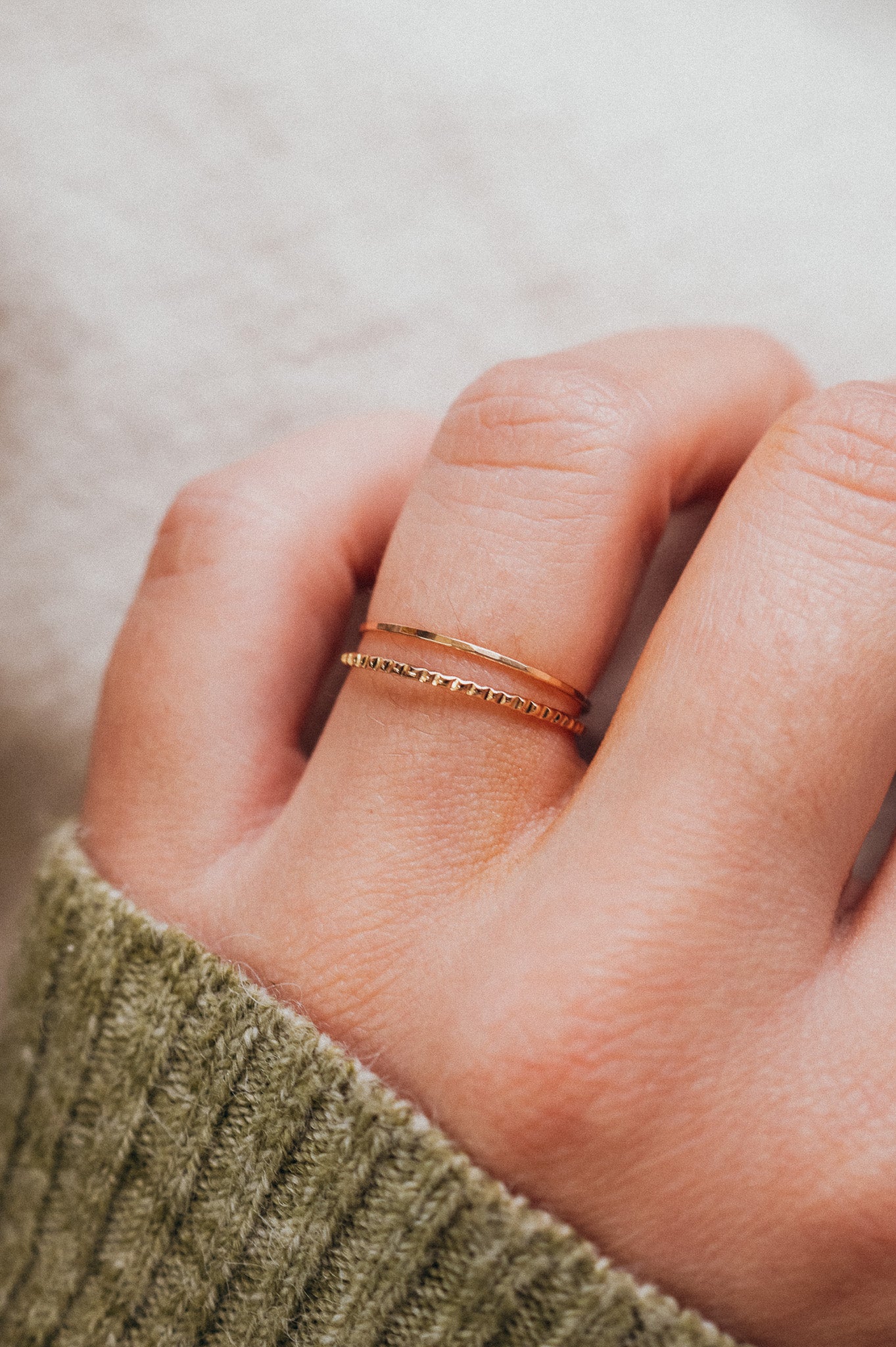Thin Lined Set Of 2 Stacking Rings, Gold Fill, Rose Gold Fill or Sterling Silver