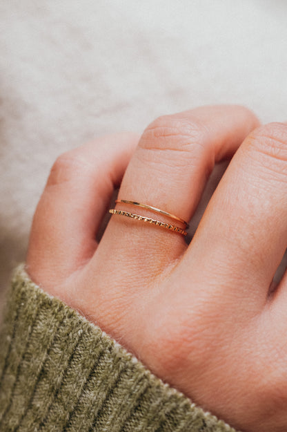 Thin Lined Set Of 2 Stacking Rings, Gold Fill, Rose Gold Fill or Sterling Silver