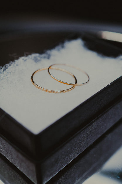 Thin Lined Set Of 2 Stacking Rings, Gold Fill, Rose Gold Fill or Sterling Silver