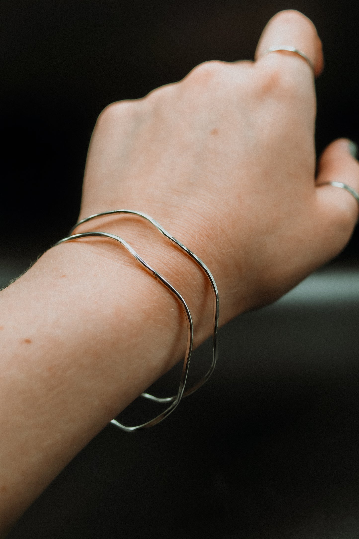 Wave Bangle Bracelet, Gold Fill, Rose Gold Fill or Sterling Silver