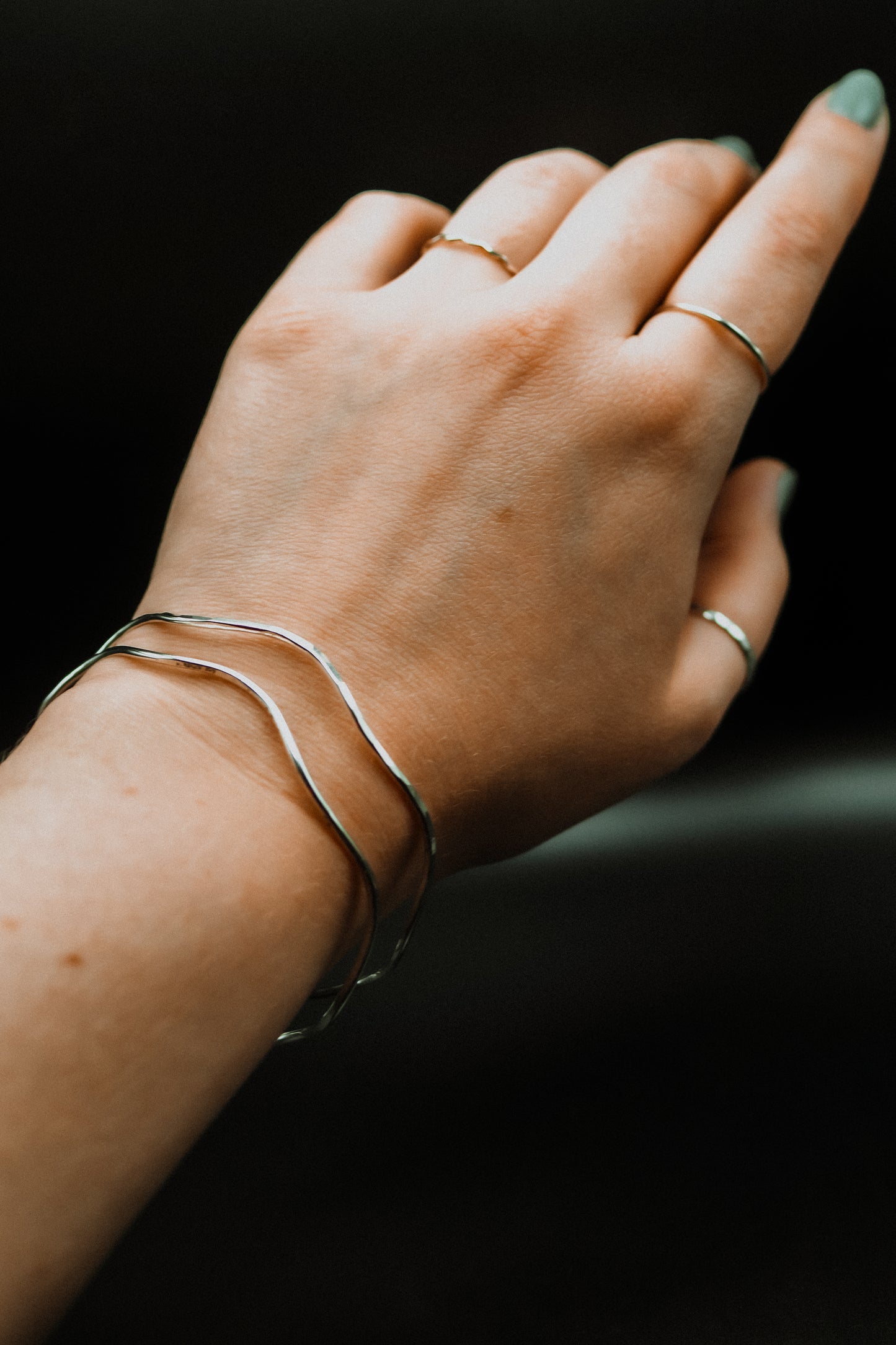 Wave Bangle Bracelet, Gold Fill, Rose Gold Fill or Sterling Silver