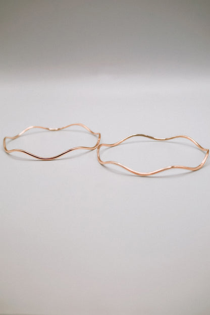 Wave Bangle Bracelet, Gold Fill, Rose Gold Fill or Sterling Silver