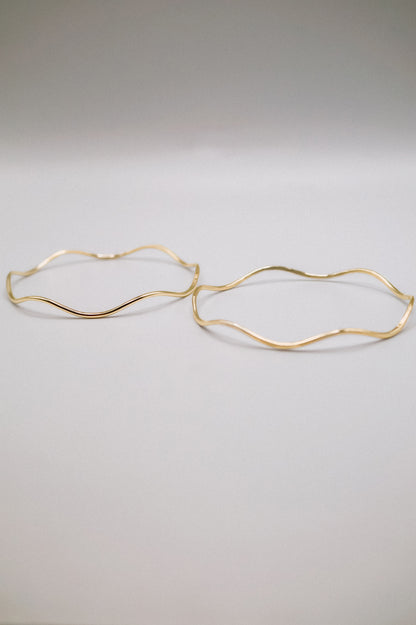Wave Bangle Bracelet, Gold Fill, Rose Gold Fill or Sterling Silver
