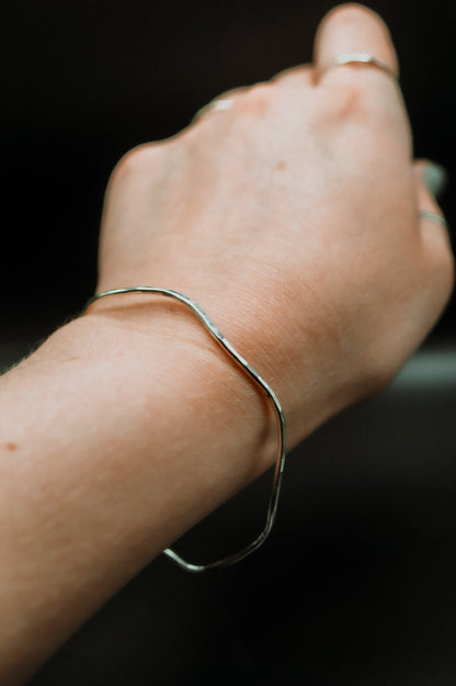Wave Bangle Bracelet, Gold Fill, Rose Gold Fill or Sterling Silver
