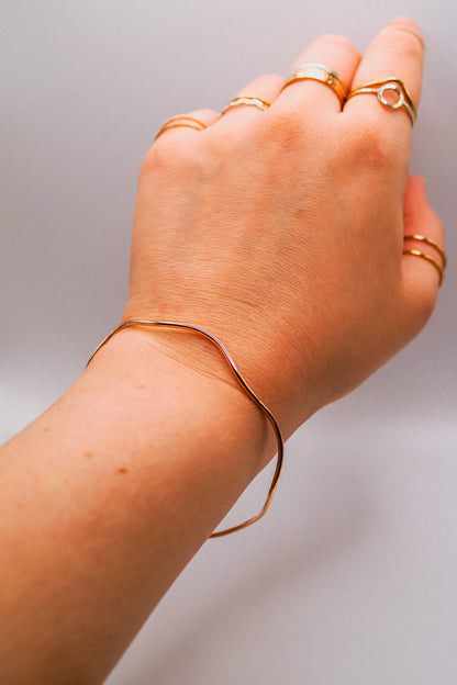 Wave Bangle Bracelet, Gold Fill, Rose Gold Fill or Sterling Silver