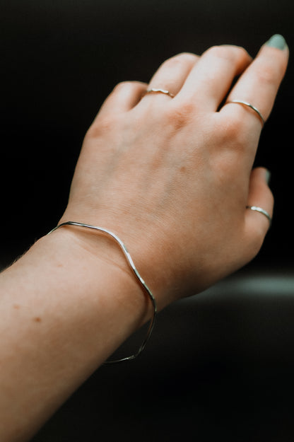 Wave Bangle Bracelet, Gold Fill, Rose Gold Fill or Sterling Silver