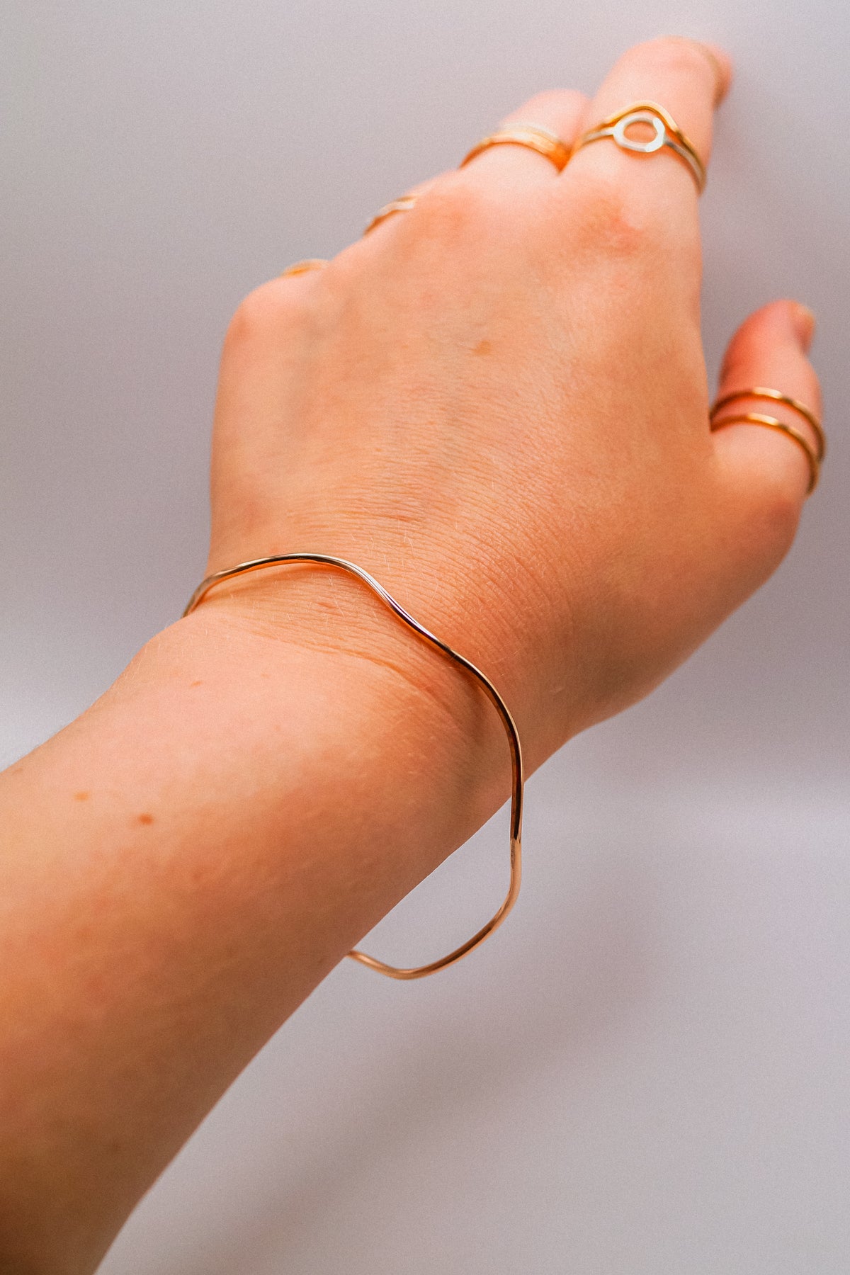 Wave Bangle Bracelet, Gold Fill, Rose Gold Fill or Sterling Silver