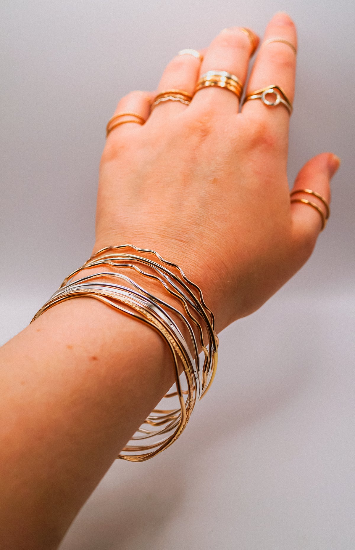 Wave Bangle Bracelet, Gold Fill, Rose Gold Fill or Sterling Silver