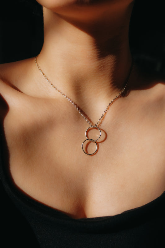 Interlocking Set of 2 Necklace, Gold Fill, Rose Gold Fill or Sterling Silver
