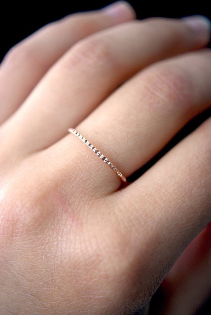 Lined Ring, Solid 14K Rose Gold
