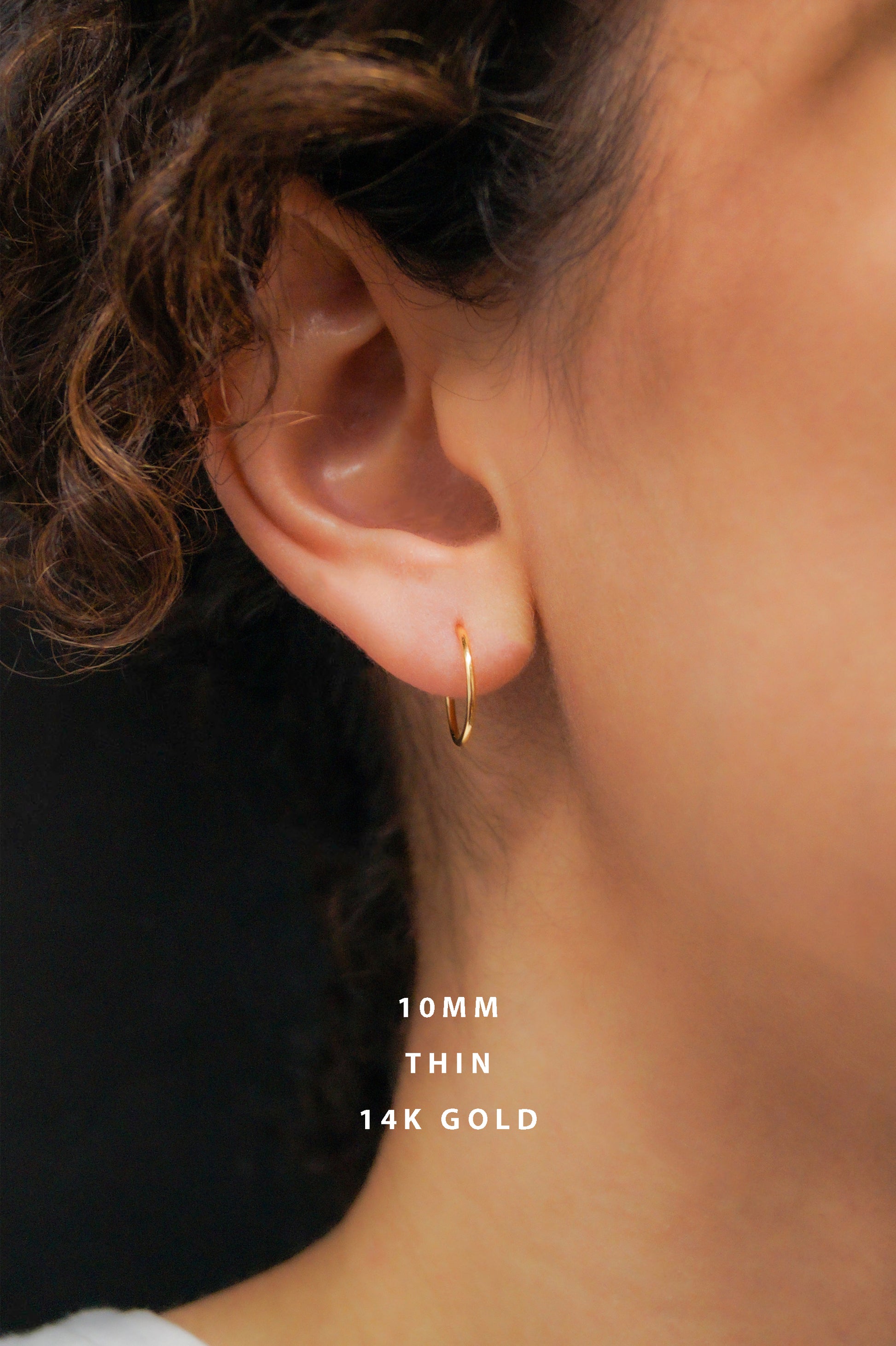 14K Gold Small Thin Hoop Earrings | Musemond, 6mm / 14K Yellow Gold / Single