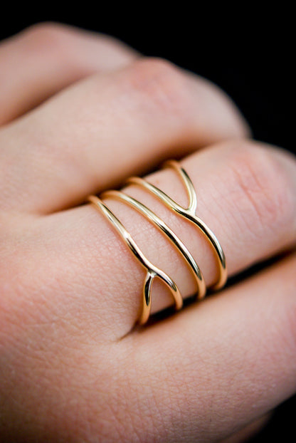 Large Curved Wraparound Ring, 14K Gold Fill